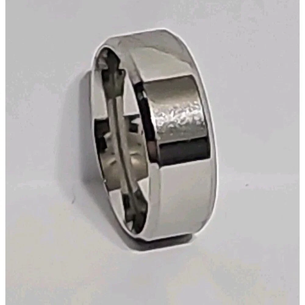 Fashion Solid Color Stainless Stee Band Rings size. 10 Men's Color silver (US)